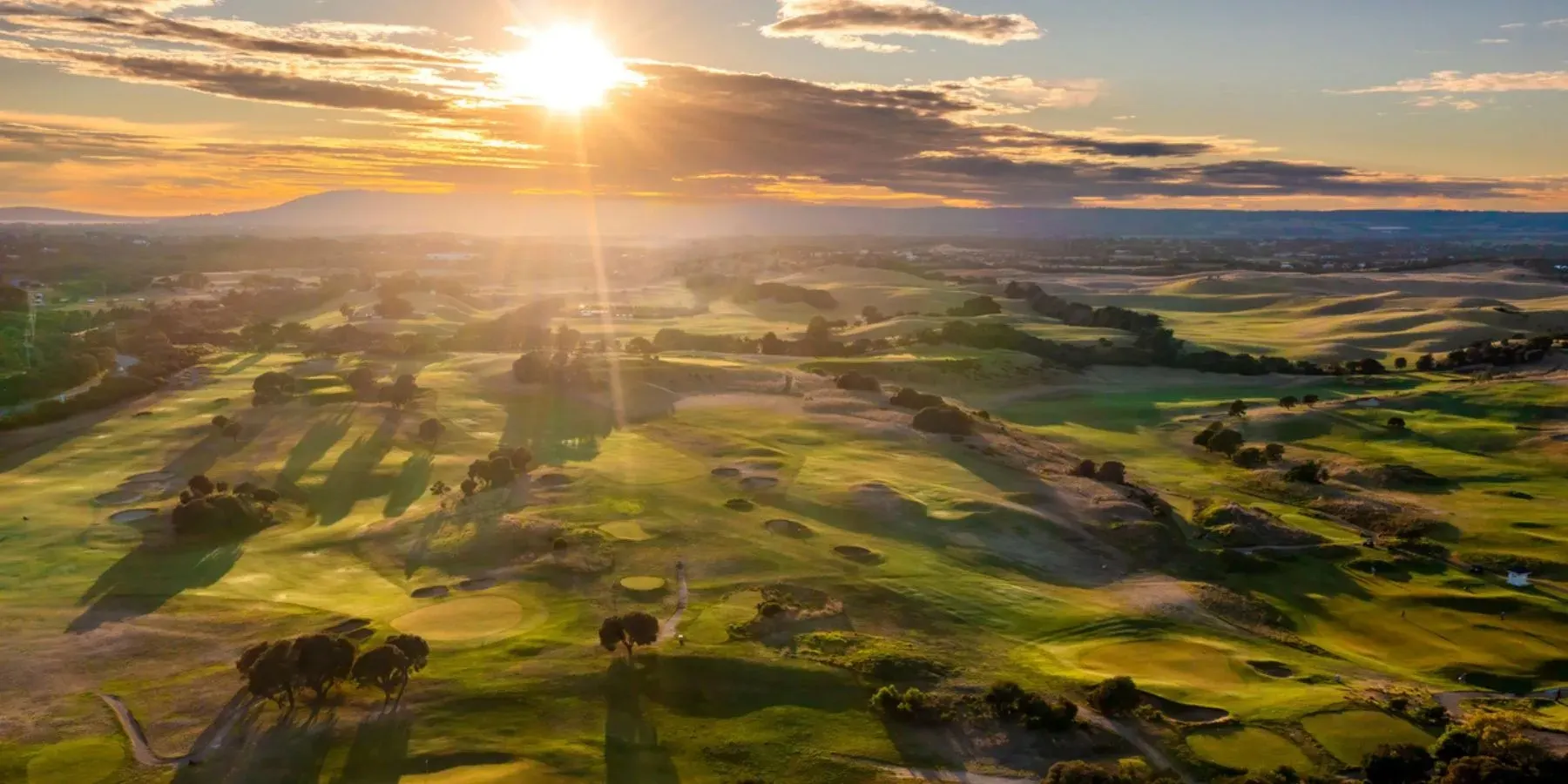 Mornington Peninsula coastal golf course landscape at golden hour