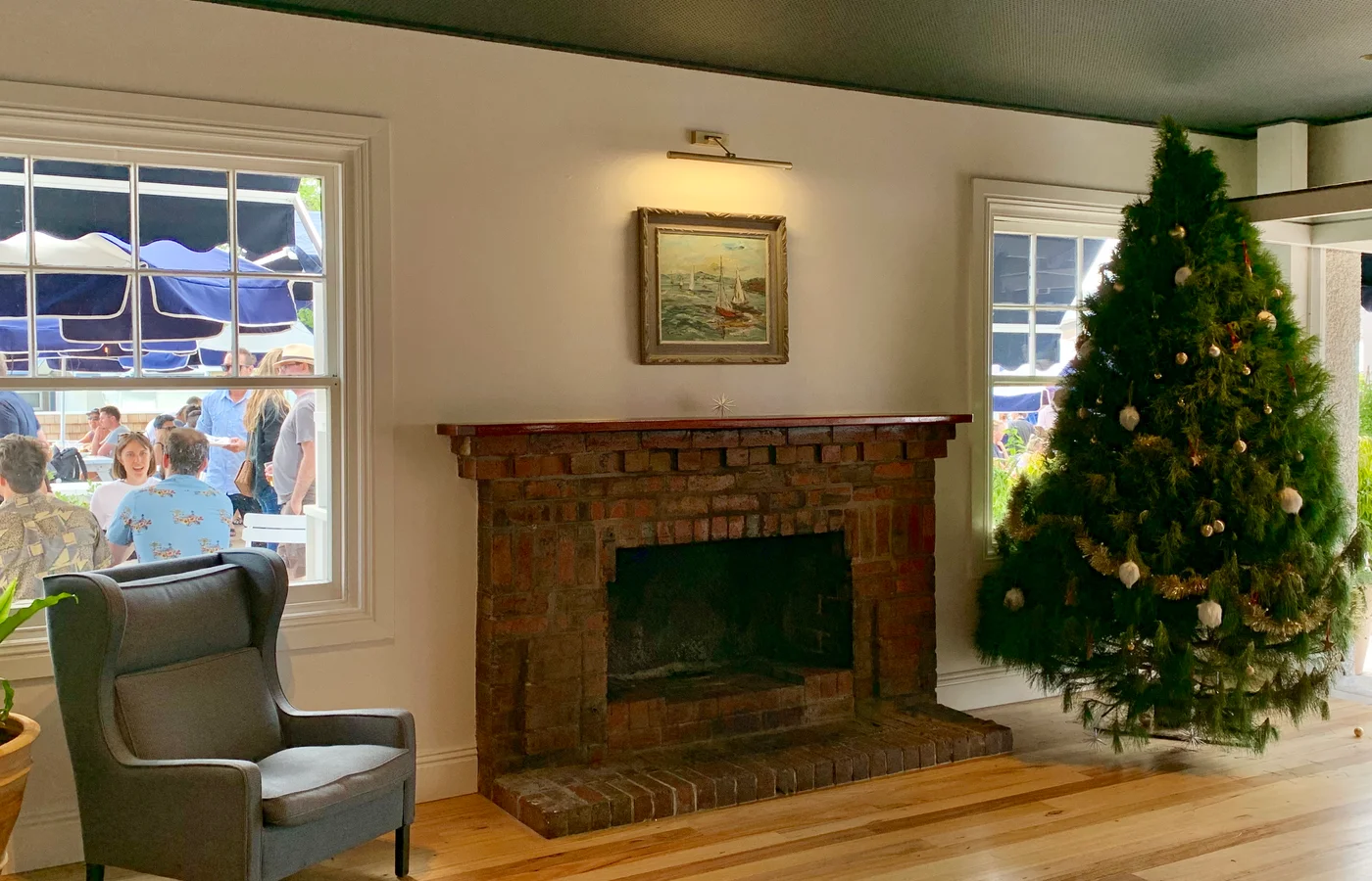 Portsea Hotel - fireplace and interior of the iconic Peninsula pub, Portsea
